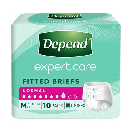 Depend Fitted Briefs Medium 10 Pack