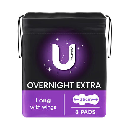U By Kotex Overnight Extra Pads Long 8 Pack
