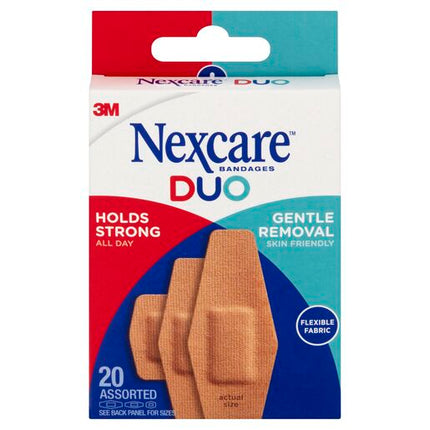 Nexcare Duo Fabric Bandages Assorted 20 Pack