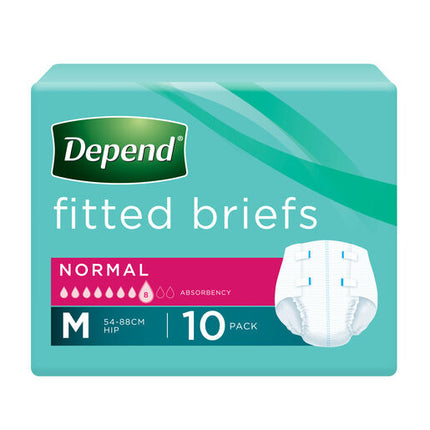 Depend Fitted Briefs Medium 10 Pack