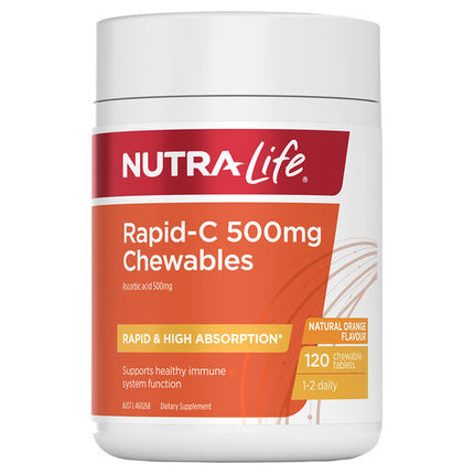 Nutra-Life Rapid-C 500mg Chewables 120 Chewable Tablets