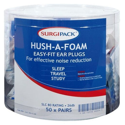 SurgiPack Hush-A-Foam Easy-Fit Ear Plugs 1 Pair