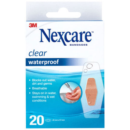 Nexcare Waterproof Strips Clear Medium 20 Pack