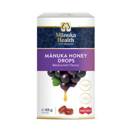 Manuka Health Manuka Honey Drops Blackcurrant 15 Pack 65g
