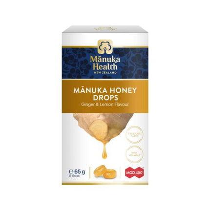 Manuka Health MGO400+ Manuka Honey Drops with Lemon and Ginger 65g