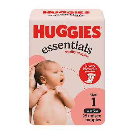Huggies Essentials Nappies Size 1 (up to 5kg) 28 Pack