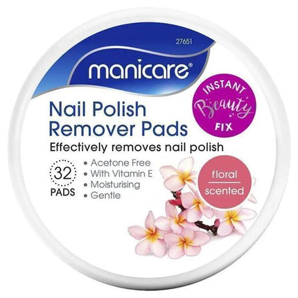 Manicare Nail Polish Remover Pads Floral 32 pack