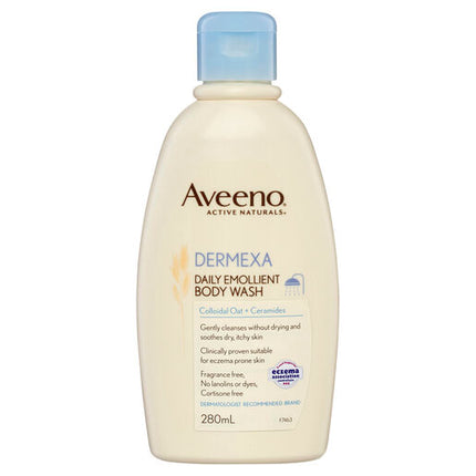 Aveeno Active Naturals Dermexa Fragrance Free Daily Emollient Body Wash 280ml