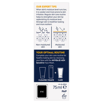 Nivea Men Sensitive Protective Moisturiser Spf15+ 75Ml