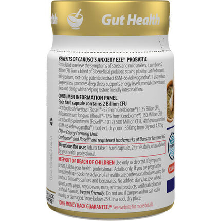 Caruso's Anxiety Eze Probiotic 60 Capsules