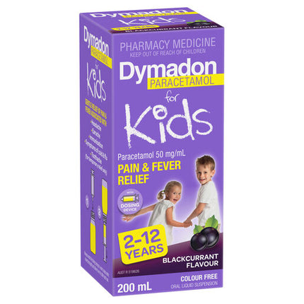 Dymadon Paracetamol 2-12 Years Blackcurrant 200mL