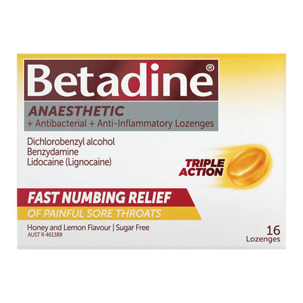 Betadine Anaesthetic Honey Lemon 16 Lozenges