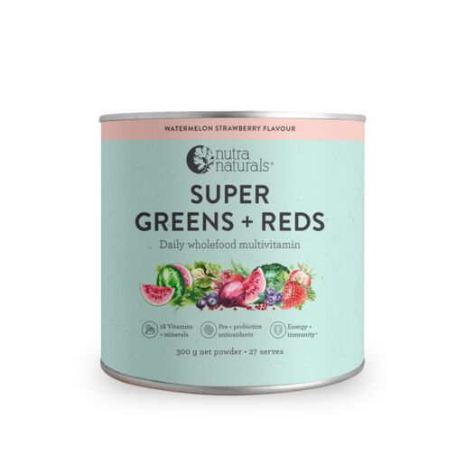Nutra Naturals Super Greens Plus Reds Watermelon Strawberry 300g