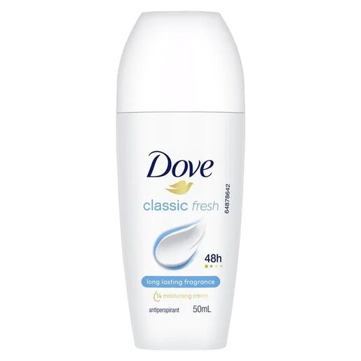 Dove Antiperspirant Deodorant 48HR Protection Classic Fresh Roll On Moisturising Cream 50ml