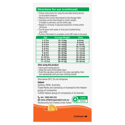 Panadol Children 1-5 Years Orange 100mL