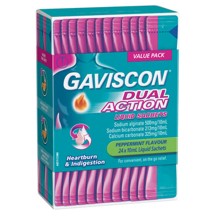 Gaviscon Dual Action Liquid Sachets 10mL 24Pk