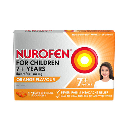 Nurofen For Children 100mg Ibuprofen Orange 12 Chewable Capsules
