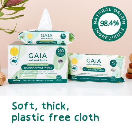 Gaia Biodegradable Water Wipes 280 Pack