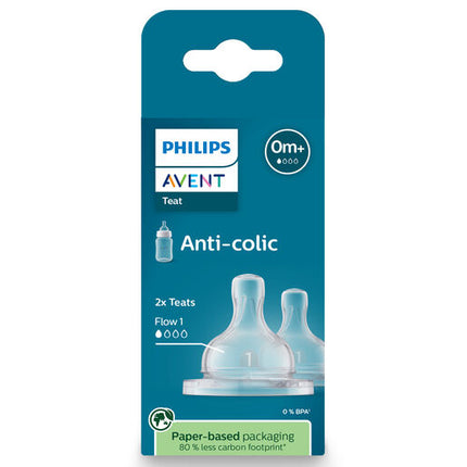 Avent Teat Anti-Colic 0M+ Newborn Flow 2 Pack