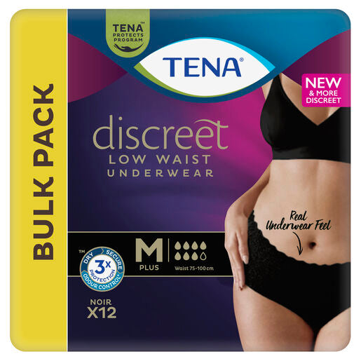 Tena Pants Discreet Black Medium 12pk