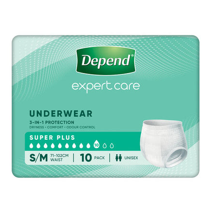 Depend Incontinence Underwear Unisex Super Plus Small/Medium 10 Pack