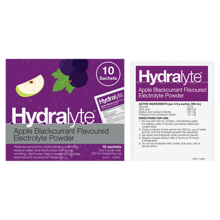 Hydralyte Electrolyte Powder Apple Blackcurrant 10 Pack
