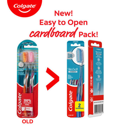 Colgate Slim Soft Advance Toothbrush Ultra Soft 2 Pack