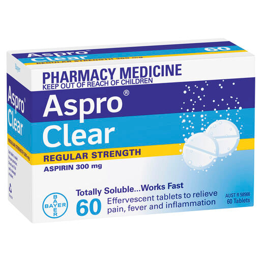 Aspro Clear Pain Relief 300mg 60 Soluble Tablets