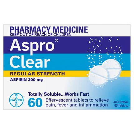 Aspro Clear Pain Relief 300mg 60 Soluble Tablets