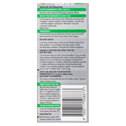 Nurofen Zavance 256mg Ibuprofen 48 Caplets