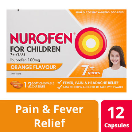 Nurofen For Children 100mg Ibuprofen Orange 12 Chewable Capsules