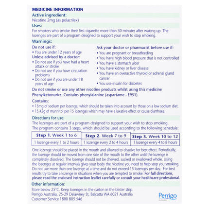 Nicotinell Lozenge Mint 2mg 72 Pack