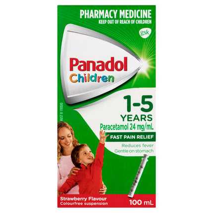 Panadol Children 1-5 Years Suspension Strawberry Flavour, 100 mL