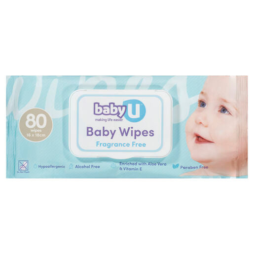 Baby U Baby Wipes Fragrance Free 80 Pack