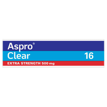 Aspro Clear Extra Strength Pain Relief 500mg 16 Tablets