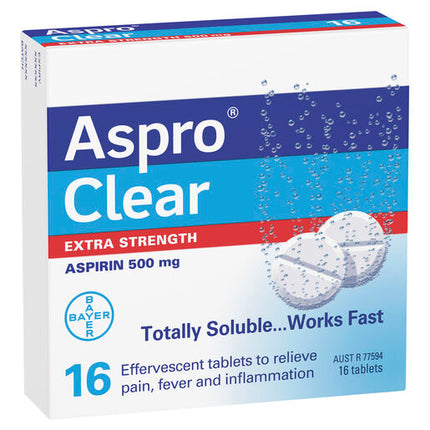 Aspro Clear Extra Strength Pain Relief 500mg 16 Tablets