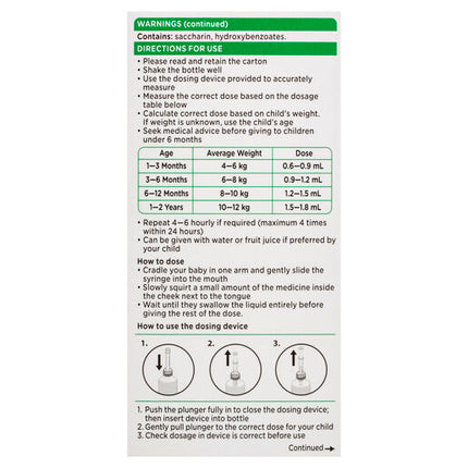 Panadol Children 1 Month-1 Year Baby Drops with Dosing Device 20 mL