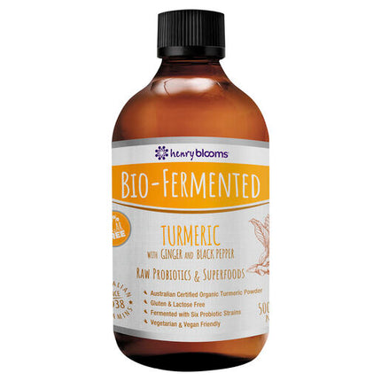 Henry Blooms Bio-Fermented Turmeric With Ginger And Black Peppera 500mL