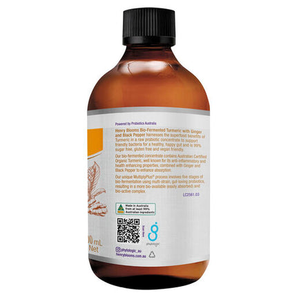 Henry Blooms Bio-Fermented Turmeric With Ginger And Black Peppera 500mL