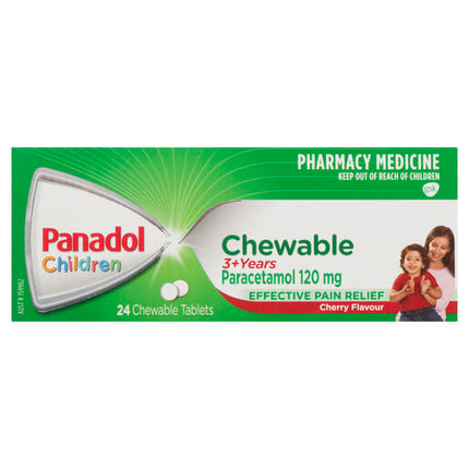 Panadol Children 3+ Years Chewable, Cherry Flavour, 24 Tablets