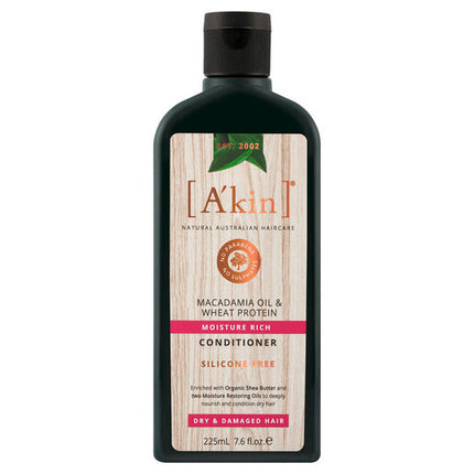 A'kin Moisture Rich Macadamia Oil & Wheat Protein Conditioner 225mL