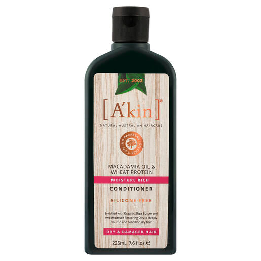 A'kin Moisture Rich Macadamia Oil & Wheat Protein Conditioner 225mL