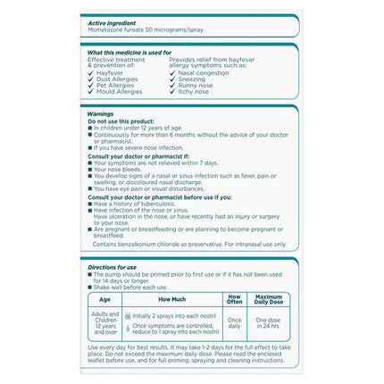 Nasonex Allergy 24 Hour Nasal Spray Twin Pack 2 x 140 Sprays