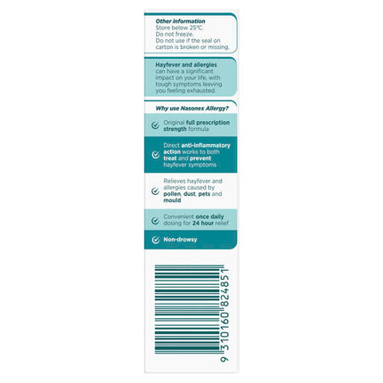 Nasonex Allergy 24 Hour Nasal Spray Twin Pack 2 x 140 Sprays