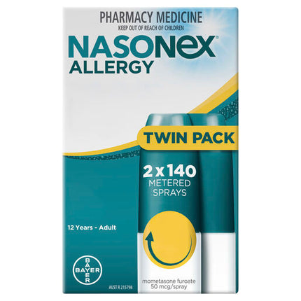 Nasonex Allergy 24 Hour Nasal Spray Twin Pack 2 x 140 Sprays