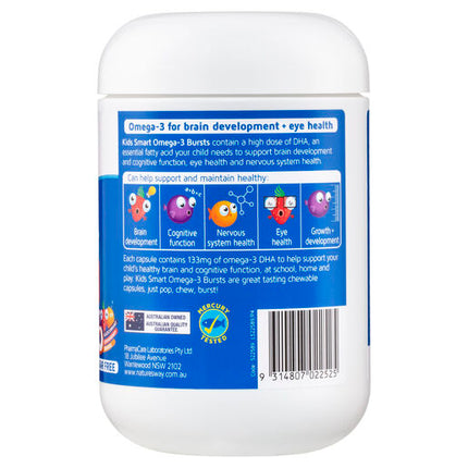 Nature's Way Kids Smart Bursts High DHA Omega-3 Fish Oil 180 Chewable Soft Capsules