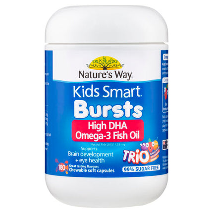 Nature's Way Kids Smart Bursts High DHA Omega-3 Fish Oil 180 Chewable Soft Capsules