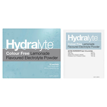 Hydralyte Electrolyte Powder Colourfree Lemonade 10 Pack