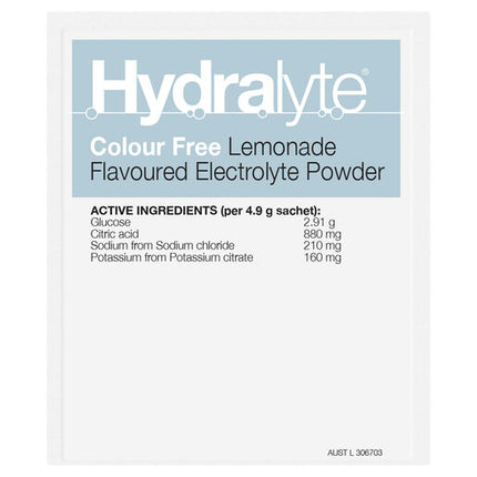 Hydralyte Electrolyte Powder Colourfree Lemonade 10 Pack