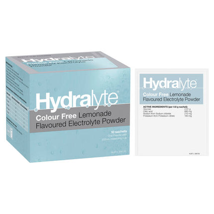 Hydralyte Electrolyte Powder Colourfree Lemonade 10 Pack